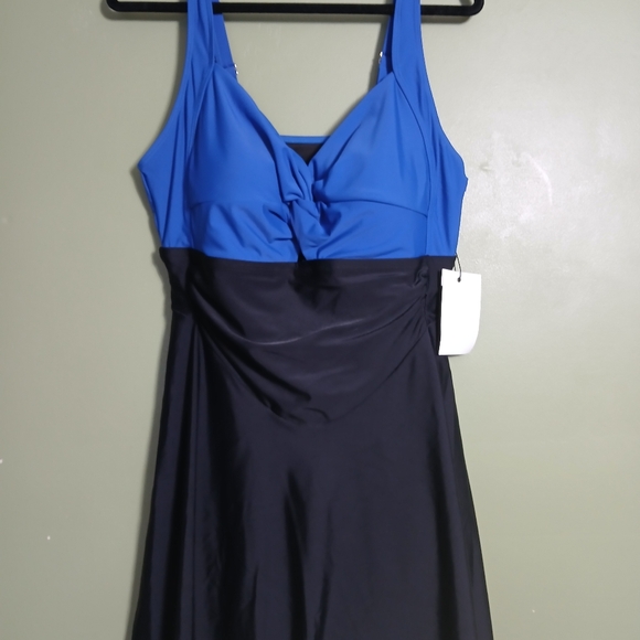 Hanna Nikole 18WPlus SizeV neckOne Piece SwimsuitRuched RetroSwimdressN